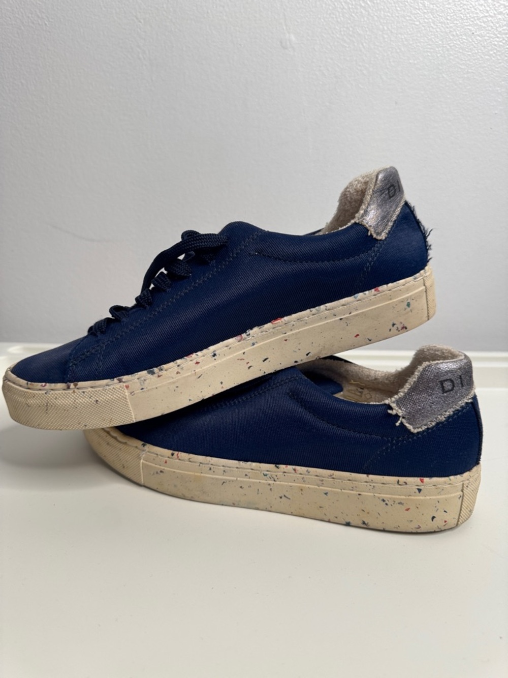 Blue Canvas Sneakers Lace-Up Casual Shoes Size 39